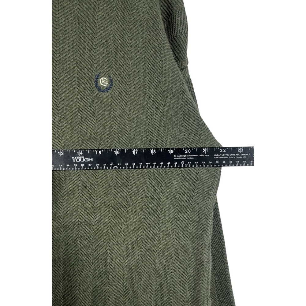 Vtg 90s Sz M Mens Chaps Ralph Lauren Sweater Herringbone Knit Green Chunky Heavy - Picture 4 of 11